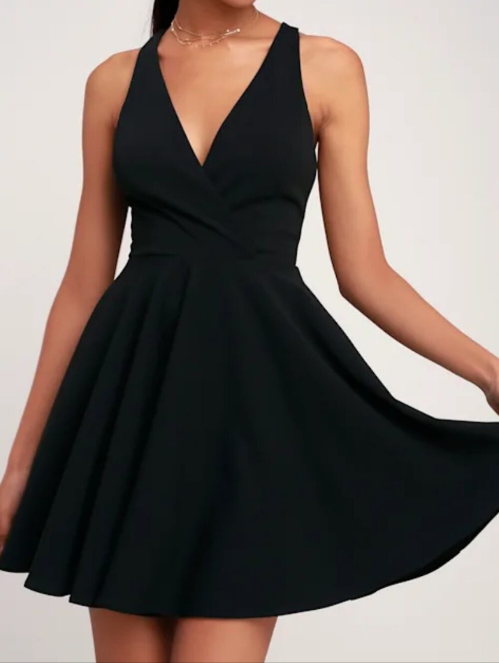 Lulu's Black V-Neck Sleeveless Fit & Flare Mini Dress